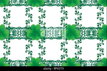 Clover seamless background for St. Patrick`s day, vector illustration Stock Vector